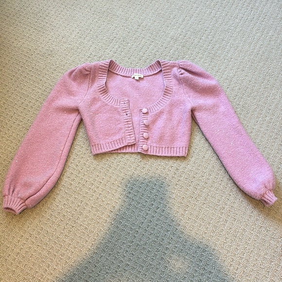 For love lemons purple sparkle cropped cardigan - Picture 1 of 4